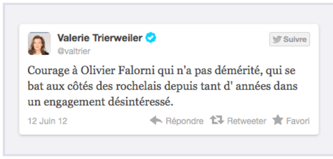 Capture d'écran du compte Tiwtter de V.Trierweiler © DR Capture d'écran du compte Tiwtter de V.Trierweiler © DR