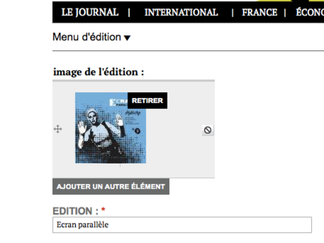 Photo dans onglet modifier Photo dans onglet modifier