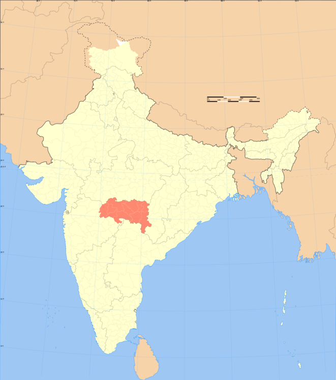 L'Etat du Vidharba, au cœur de l'Inde. © w:user:Planemad. L'Etat du Vidharba, au cœur de l'Inde. © w:user:Planemad.