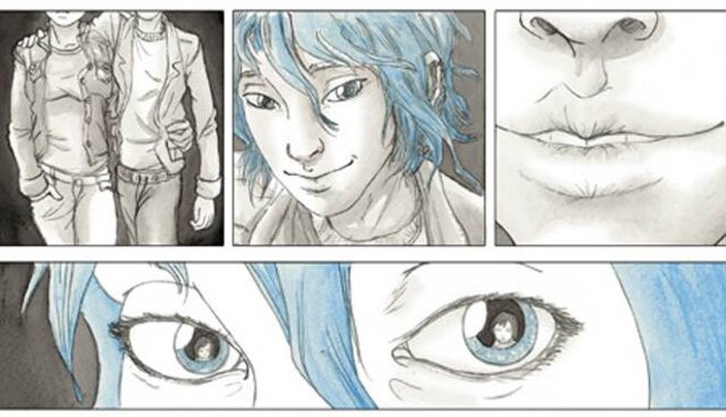Extrait d'une planche de Le bleu est une couleur chaude de Julie Maroh, Glénat. Extrait d'une planche de Le bleu est une couleur chaude de Julie Maroh, Glénat.
