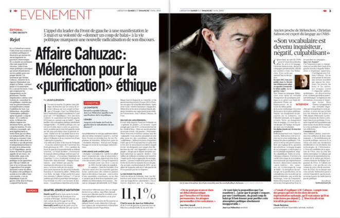 Libération, samedi 6 avril 2013, pages 2-3. Libération, samedi 6 avril 2013, pages 2-3.