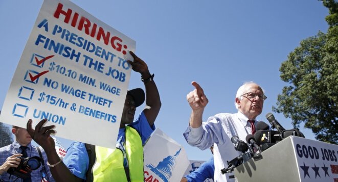 Bernie Sanders en meeting à Washington, le 22 juillet 2015. © Reuters Bernie Sanders en meeting à Washington, le 22 juillet 2015. © Reuters