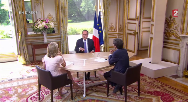 François Hollande lors de la traditionnelle interview du 14 juillet François Hollande lors de la traditionnelle interview du 14 juillet