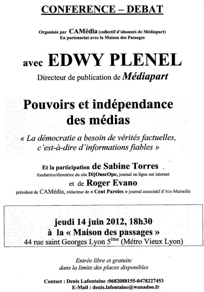Conférence Lyon 14 juin Edwy Plenel