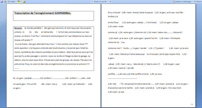 Albert K./transcription enregistrement S8