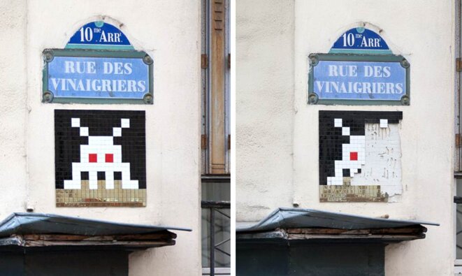 Exemple de Space Invader arraché © L. Belluteau Exemple de Space Invader arraché © L. Belluteau