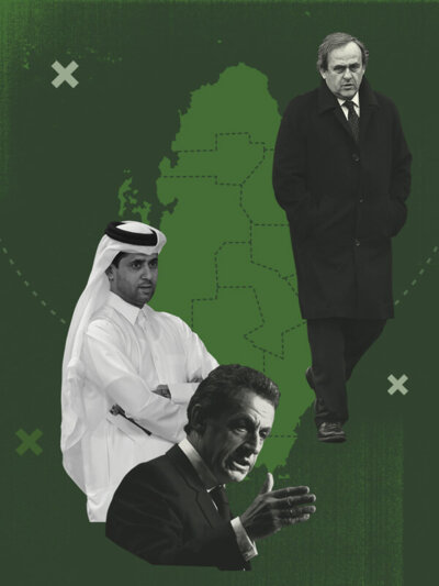Nasser al-Khelaïfi, Michel Platini et Nicolas Sarkozy