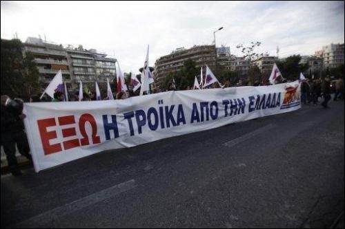 Janvier 2012: manifestation à Athènes contre la Troïka.