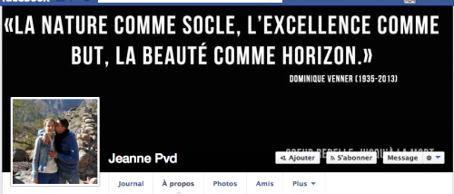 Bandeau d&#039;accueil du compte Facebook de Jeanne Pavard, modifié depuis notre appel.