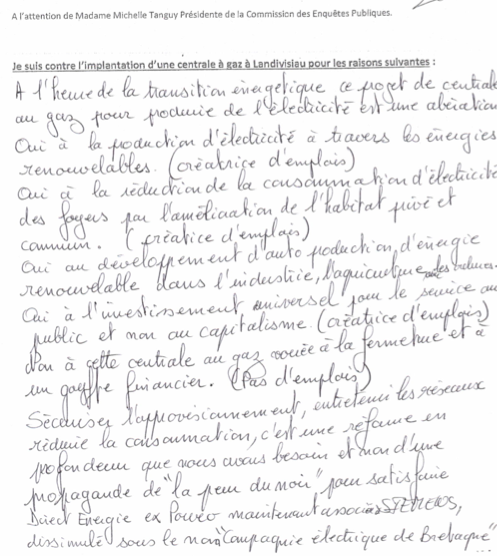 Exemple de contribution à l&#039;enquête publique.