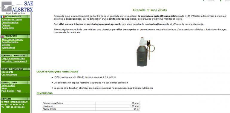 Capture d'écran du site d'Alsetex version 2003