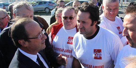 Octobre 2011, François Hollande devant les salariés Goodyear à Amiens.