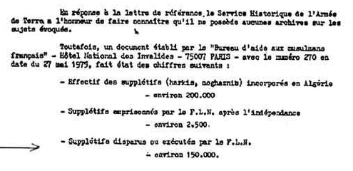 Extrait d&#039;un document du service historique de l&#039;armée de terre, avril 1977.